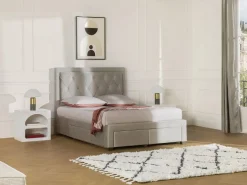 Vente-unique Cama con cajones LEOPOLD - Tela color - 180 x 200 cm Beige New