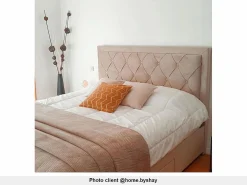 Vente-unique Cama con cajones LEOPOLD - Tela color - 180 x 200 cm Beige New