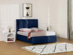Cama con cajones LEOPOLD - Terciopelo azul - 160 x 200 cm^Vente-unique Best