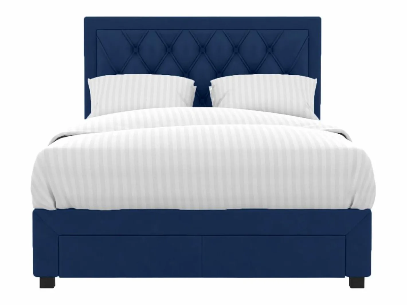 Cama con cajones LEOPOLD - Terciopelo azul - 160 x 200 cm^Vente-unique Best