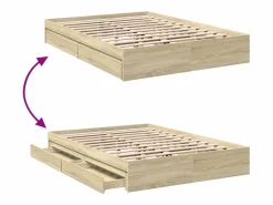 vidaxl Cama Con Almacenaje|Cama Adulto|Cama con cajones madera ingeniería roble Sonoma 150x200 cm