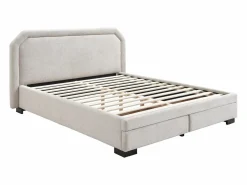Vente-unique Cama con cajones tamaño queen 160 x 200 cm de tela color - INASTO Beige Outlet