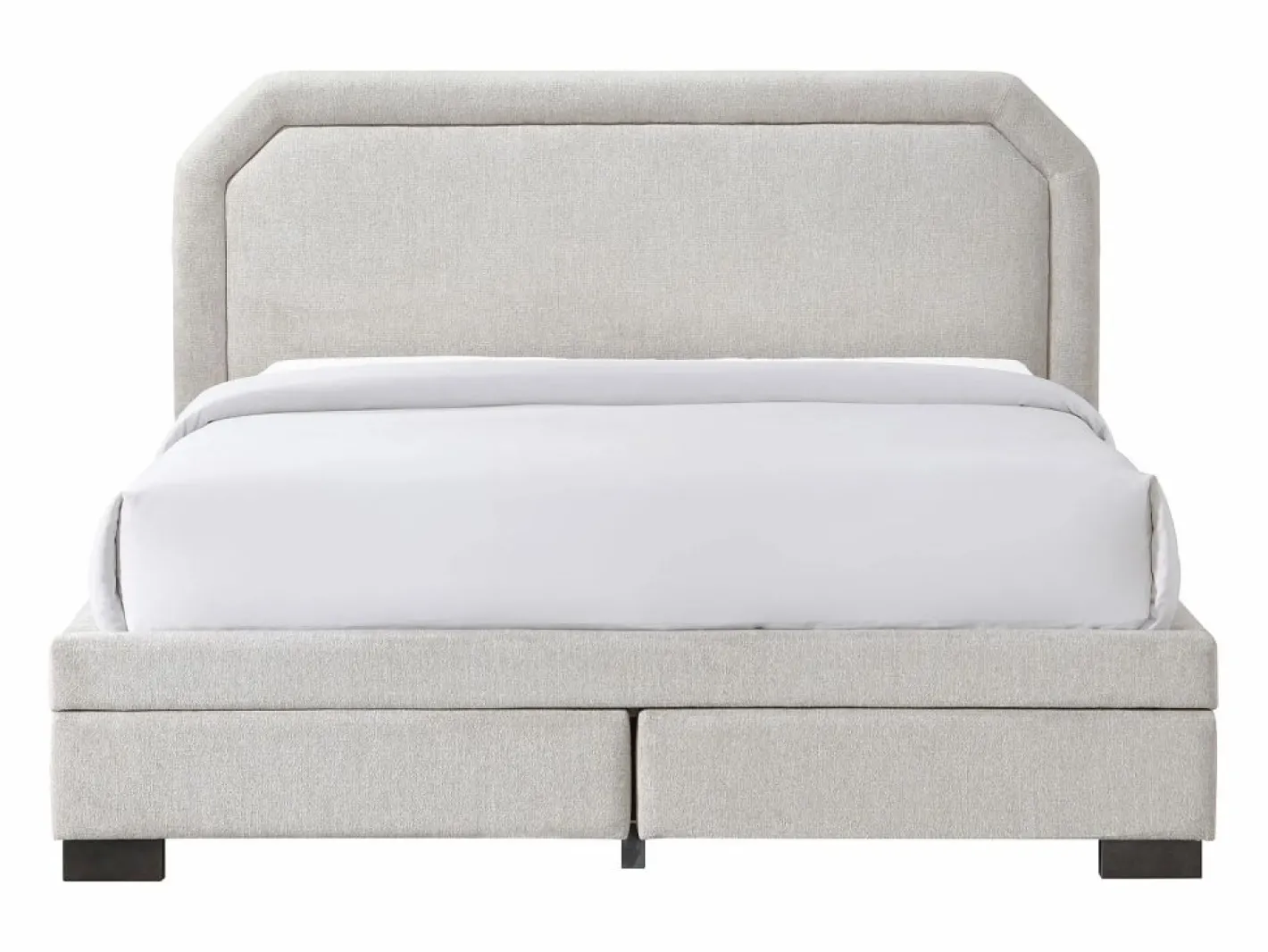 Vente-unique Cama con cajones tamaño queen 160 x 200 cm de tela color - INASTO Beige Outlet