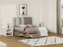 Vente-unique Cama Terciopelo|Cama con cajones tela de terciopelo 180 x 200 cm + colchón LEOPOLD
