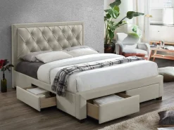 Vente-unique Cama Terciopelo|Cama con cajones tela de terciopelo 180 x 200 cm + colchón LEOPOLD