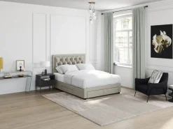 Vente-unique Cama con cajones tela terciopelo 140 x 190 cm LEOPOLD Beige Best