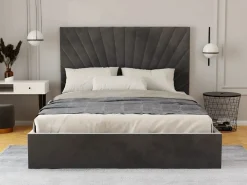 Vente-unique Cama con canapé abatible 140 x 190 cm terciopelo RILIODA Gris antracita Hot