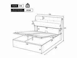 Merax Cama con canapé de 140 x 190 cm con cabecero de almacenaje - LED - Piel sintética - (sin colchón) Blanco Hot