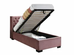 Vente-unique Cama con canapé de 90 x 200 cm con cabecero tapizado en terciopelo y colchón - MASSIMO Rosa Best