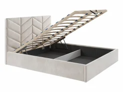 Cama con canapé king size 200 x 200 cm de tejido texturizado - JUSTANI^Vente-unique Outlet