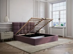 Vente-unique Cama con canapé queen size 160 x 200 cm de tela burdeos - ELIAVA Granate Online