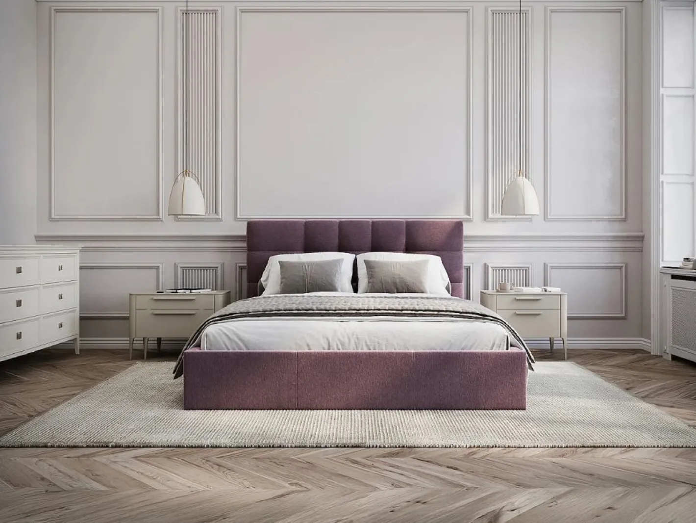 Vente-unique Cama con canapé queen size 160 x 200 cm de tela burdeos - ELIAVA Granate Online