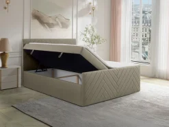 Ysmée Cama con canapés abatibles - 160 x 200 - Terciopelo - - MAKANA Topo Sale