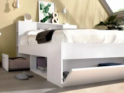 Cama con compartimentos 140 x 190 cm color + somier + colchón - LEANDRE^Vente-unique Outlet