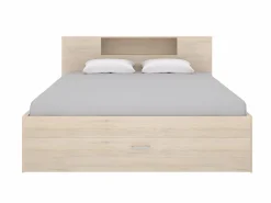 Cama con compartimentos 140 x 190 cm color natural + somier + colchón - LEANDRE^Vente-unique Outlet