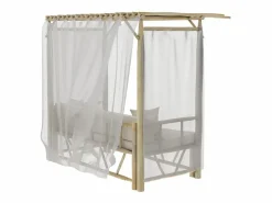 Rendez-Vous Déco Cama con dosel de exterior en rama de teca y lona - Tika Blanco Best