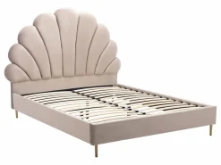 Vente-unique Cama con forma de concha de 140 x 190 cm en terciopelo + colchón - LIVAYA Beige New
