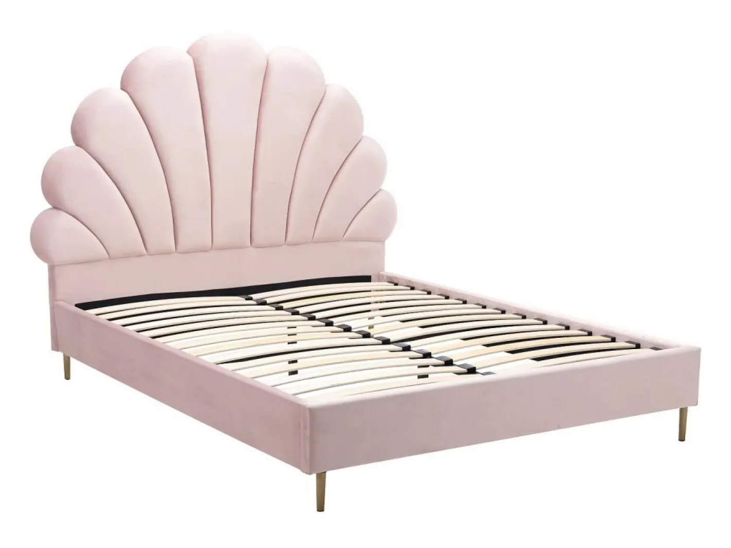 Vente-unique Cama con forma de concha de 140 x 190 cm en terciopelo + colchón - LIVAYA Rosa New