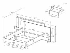 Cama con mesitas de noche 2 cajones en 160 x 200 cm LEDs blanco y natural + somier - FRANCOLI^Vente-unique