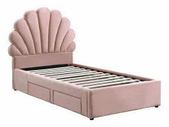 Vente-unique Cama Terciopelo|Cama Infantil|Cama concha 90 x 190 cm con 2 cajones de terciopelo + colchón - MOANA