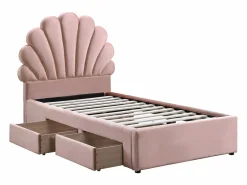 Cama concha 90 x 190 cm con 2 cajones en terciopelo - MOANA^Vente-unique