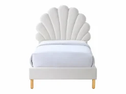 Vente-unique Cama concha 90 x 190cm en terciopelo beige con colchón - MOANA Blanco Sale