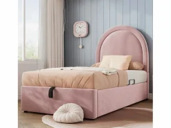 Merax Cama contenedor 90 x 190 cm con cabecero redondo - Terciopelo - Estampado cósmico - (sin colchón) Rosa Discount