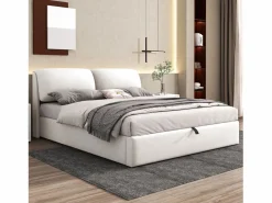 Merax Cama contenedor 180 x 200 cm para adulto con 3 cajones - tejido de terciopelo - somier incluido - Blanco Outlet