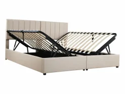Merax Cama contenedor 180 x 200 cm/2 x 90 x 200 cm con cabecero - cama modular - apertura lateral - tejido de lino - Beige Hot