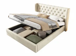 ModernLuxe Cama Terciopelo|Cama Con Canapé|Cama contenedor acolchada de terciopelo 160x200 cm con somier de láminas -