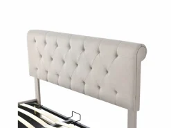 Cama contenedor con caja de almacenamiento - 160 x 200 cm - tela de lino - somier de láminas - color natural^Merax Sale
