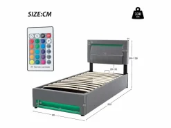 Cama contenedor de piel sintética de 90x200 cm con LED - con puertos de carga (por cable e inalámbrico) -^ModernLuxe Clearance