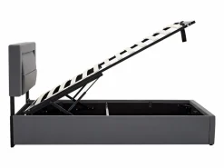 Cama contenedor de piel sintética de 90x200 cm con LED - con puertos de carga (por cable e inalámbrico) -^ModernLuxe Clearance