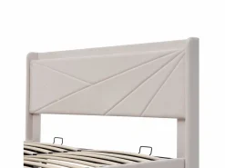 ModernLuxe Cama Con Canapé|Cama Con Almacenaje|Cama contenedor de tela de lino 160x200 cm - con puerto USB y somier -