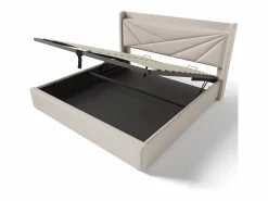 ModernLuxe Cama Con Canapé|Cama Con Almacenaje|Cama contenedor de tela de lino 160x200 cm - con puerto USB y somier -