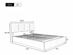 ModernLuxe Cama contenedor de terciopelo con somier de láminas + cabecero ajustable - 140x190cm - Beige Online