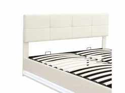 ModernLuxe Cama contenedor tapizada 180x200 cm con iluminación LED - en símil piel - Beige Online