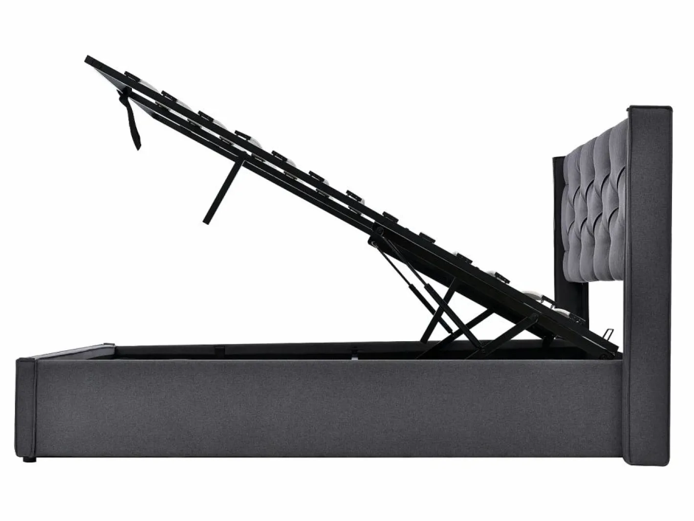 Merax Cama Con Canapé|Cama Con Almacenaje|Cama contenedor 140x200 cm acolchada de algodón, somier incluido, oscuro