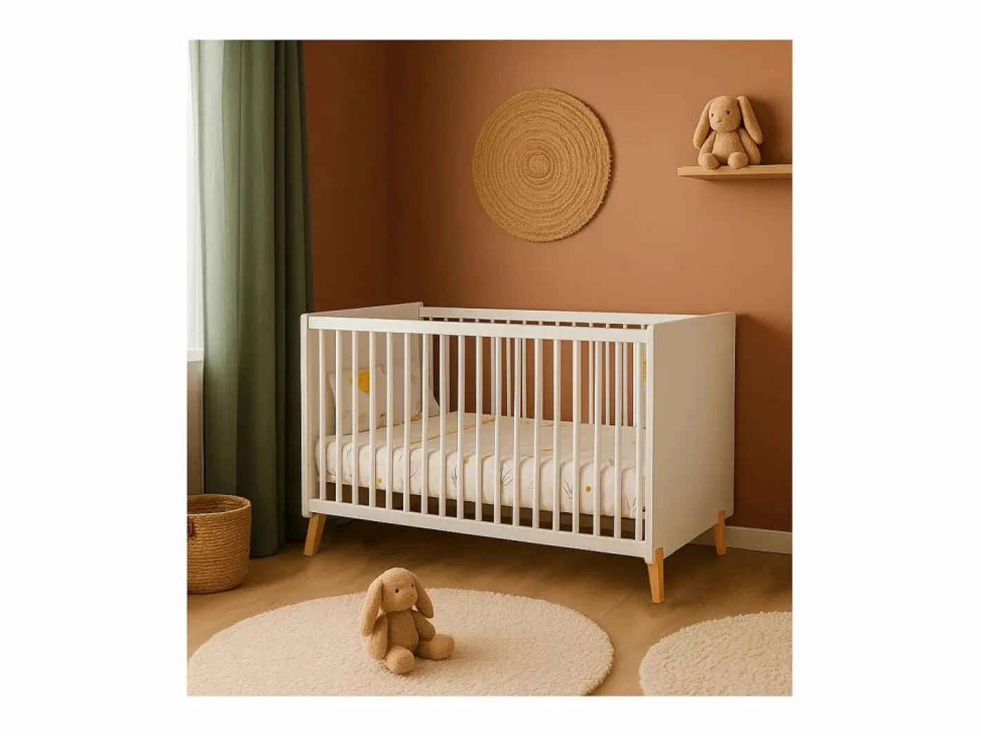 Cama convertible 140x70 - Little Big Bed sobre patas de madera blanca^ Outlet