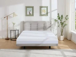 Vente-unique Cama de 160 x 200 cm con cabecero capitoné de terciopelo - NISATIO Gris Discount