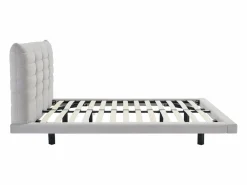Vente-unique Cama de 160 x 200 cm con cabecero capitoné de terciopelo - NISATIO Gris Discount