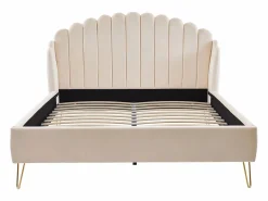 Cama de 160 x 200 cm con cabecero ondulado en terciopelo + colchón - SAGALI^Vente-unique Sale