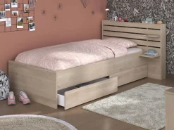 Vente-unique Cama de 90 x 200 cm con canapé color natural + somier - TENALIA Color natural claro Clearance