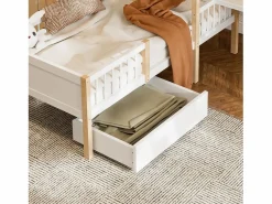 Cama de cabina 90 x 200 cm con escritorio y estante en forma de L - Cajón con ruedas - Madera sólida y MDF - White^DripeX Hot