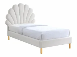 Vente-unique Cama de concha 90 x 190 cm en terciopelo beige - MOANA Blanco Clearance