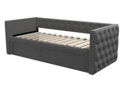 Hauss Spole Cama de día 90x200 cm, cama nido 90x190 cm - Cama infantil en terciopelo con somier de láminas Gris Outlet