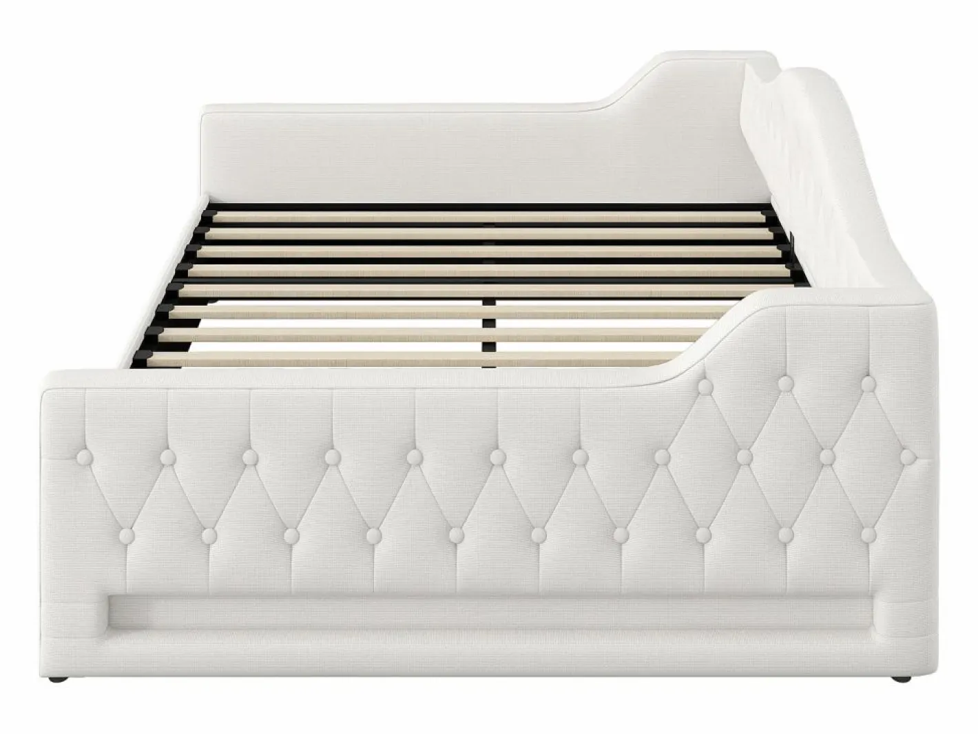 Cama de día 140x200 cm en lino - Cama de adulto con canapé y LED^Hauss Spole New