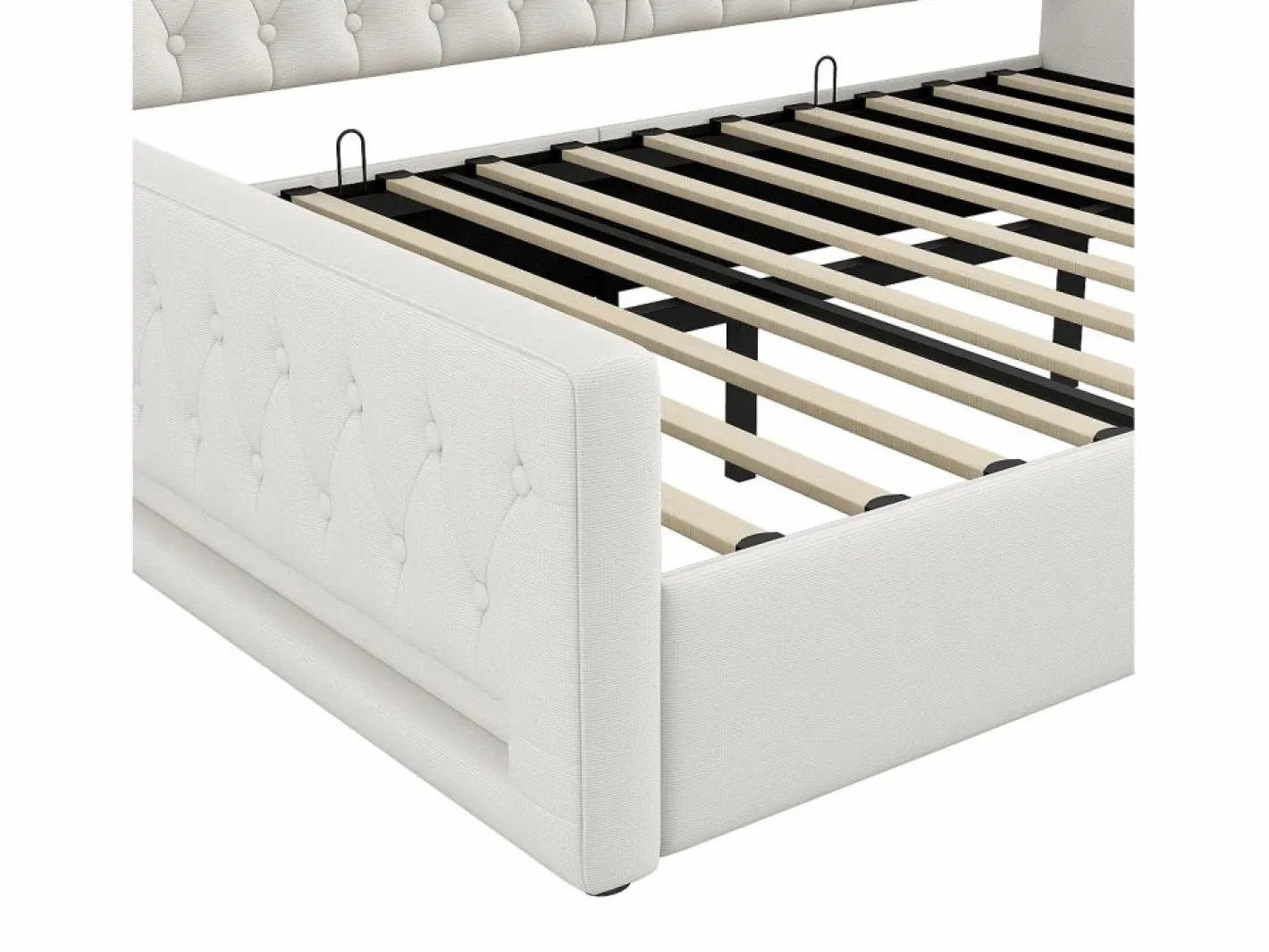 Cama de día 140x200 cm en lino - Cama de adulto con canapé y LED^Hauss Spole New
