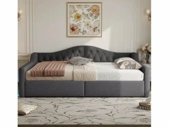 Cama de día 140x200 cm en lino - Cama de adulto con canapé y LED^Hauss Spole Hot