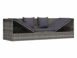 vidaxl Cama de jardín 200x60 cm ratán sintético Gris Hot